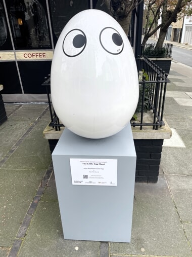 egg with eyes art piece